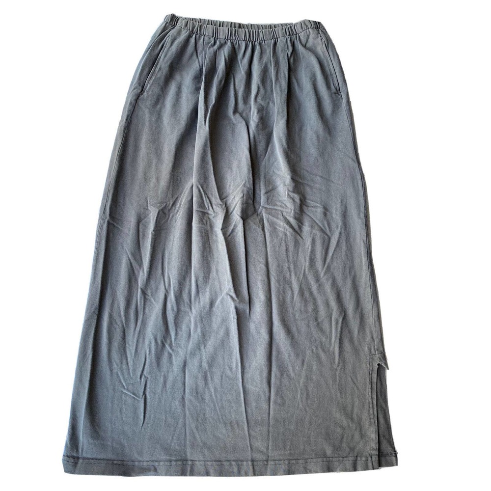 Nanette Keller Maxi Skirt Grey Cotton Women's Sz L Vintage Made In USA Casual